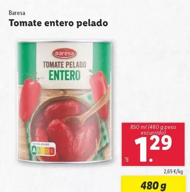 Oferta de Baresa - Tomate Entero Pelado por 1,29€ en Lidl