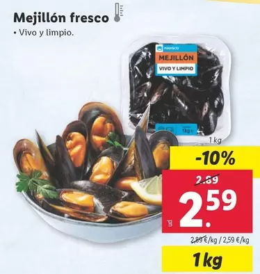 Oferta de Mejillón Fresco por 2,59€ en Lidl