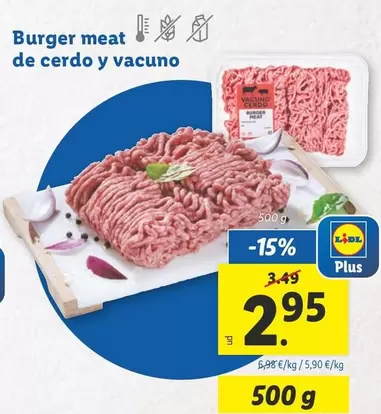 Oferta de Burger Meat De Cerdo Y Vacuno por 2,95€ en Lidl