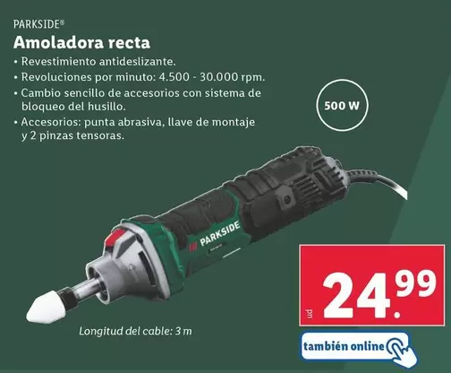 Oferta de Parkside - Amoladora Recta por 24,99€ en Lidl