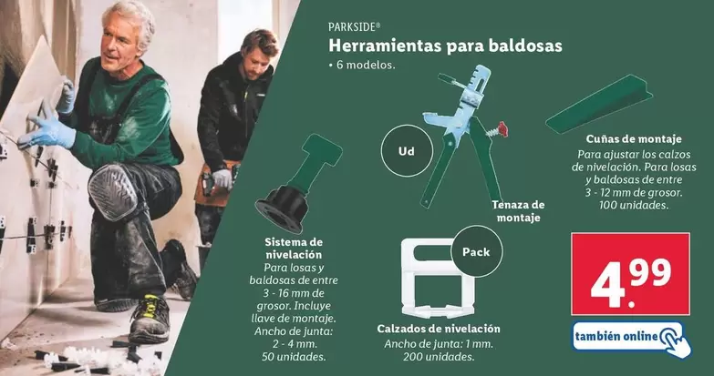 Oferta de Parkside - Herramientas Para Baldosas  por 4,99€ en Lidl