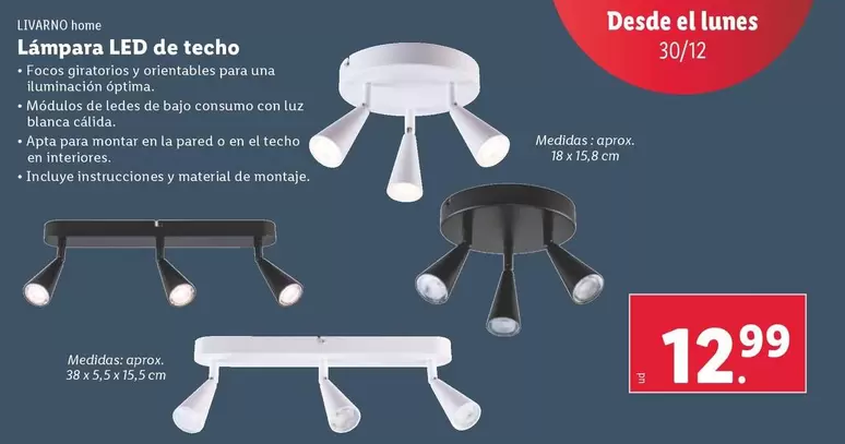 Oferta de Livarno Home - Lámpara LED De Techo por 12,99€ en Lidl