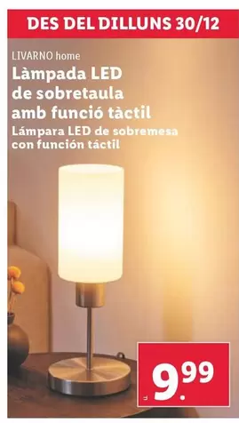 Oferta de Livarno Home - Lámpara LED De Sobremesa Con Función Táctil  por 9,99€ en Lidl