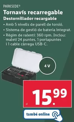 Oferta de Parkside - Destornillador Recargable por 15,99€ en Lidl