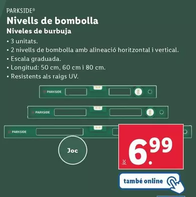 Oferta de Parkside - Niveles De Bubuja por 6,99€ en Lidl