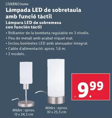 Oferta de Livarno Home - Lámpara LED De Sobremesa Con Función Táctil por 9,99€ en Lidl