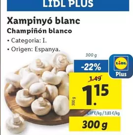 Oferta de Champiñón Blanco por 1,15€ en Lidl