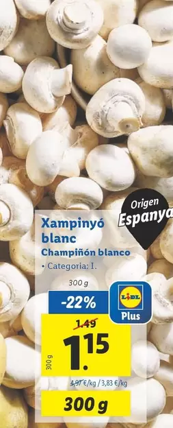 Oferta de Champiñón Blanco por 1,15€ en Lidl