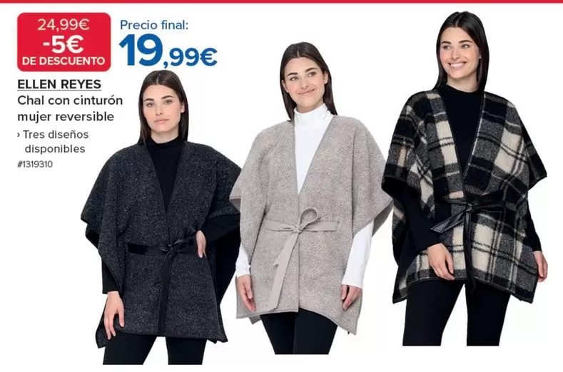 Oferta de Tres - Chal Con Cinturón Mujer Reversible por 19,99€ en Costco