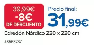 Oferta de Edredón Nordico 220 X 220 Cm por 31,99€ en Costco