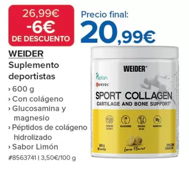 Oferta de Weider - Suplemento Deportistas por 20,99€ en Costco