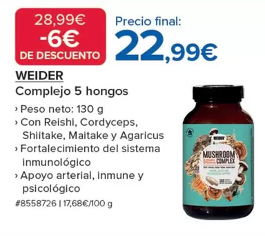 Oferta de Weider - Complejo 5 Hongos por 22,99€ en Costco