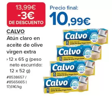 Oferta de Calvo - Atun Claro En Aceite De Olive Virgen Extra por 10,99€ en Costco