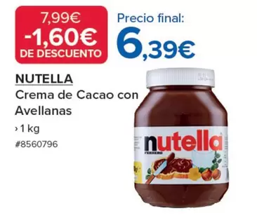 Oferta de Nutella - Crema De Cacao Con Avellanas por 6,39€ en Costco