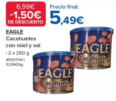 Oferta de Eagle - Cacahuetes con Miel y sal por 5,49€ en Costco