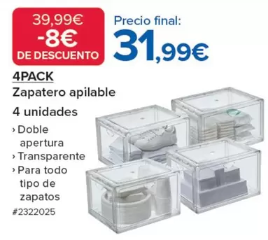 Oferta de Zapatero Apilable 4 Unidades por 31,99€ en Costco