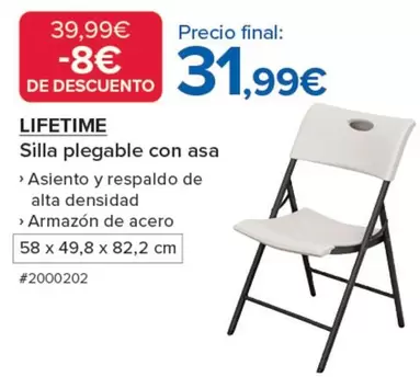 Oferta de Silla Plegable Con Asa por 31,99€ en Costco