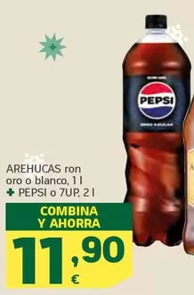 Oferta de Arehucas/Pepsi/7Up - Ron Oro O Blanco  por 11,9€ en HiperDino