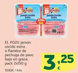 Oferta de Elpozo - Jamon Cocido Extra O Fiambre De Pechuga De Pavo Bajo En Grasa por 3,25€ en HiperDino