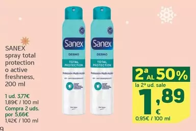 Oferta de Sanex - Spray Total Protection O Active Freshness por 3,77€ en HiperDino