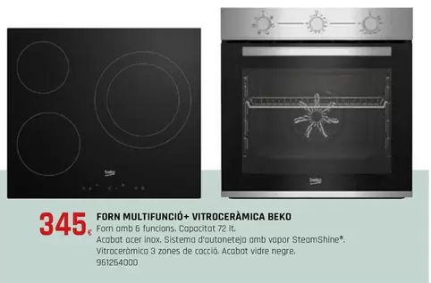 Oferta de Beko - Forn Multifuncio+Vitroceramica por 345€ en Fes Més