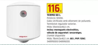 Oferta de Aqua+ - Termo 50 L por 116€ en Fes Més