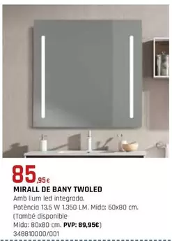 Oferta de Mirall De Bany Twoled por 85,95€ en Fes Més