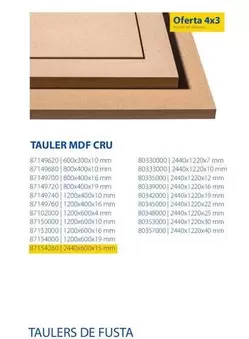 Oferta de Tauler Mdf Cru en Fes Més