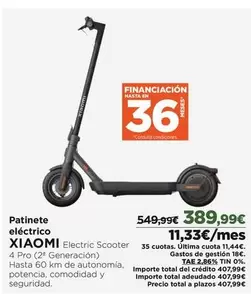 Oferta de Xiaomi - Patinete Eléctrico por 389,99€ en El Corte Inglés