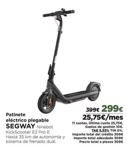 Oferta de Sistema - Patinete Eléctrico Plegable por 299€ en El Corte Inglés