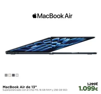 Oferta de Ram - Macbook Air 13" por 1099€ en El Corte Inglés