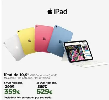 Oferta de Ipad De 10.9" por 359€ en El Corte Inglés