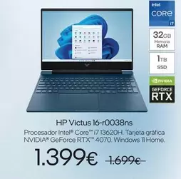 Oferta de Intel - HP Victus 16-10038ns por 1399€ en El Corte Inglés