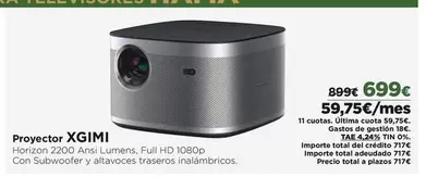 Oferta de Lumens - Proyector Xgimi por 699€ en El Corte Inglés