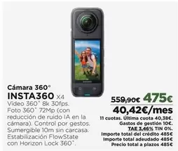 Oferta de Foto - Camara Insta360 por 475€ en El Corte Inglés