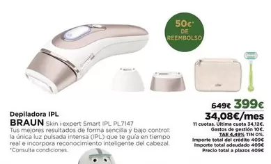 Oferta de Braun - Depiladora Ipl por 399€ en El Corte Inglés