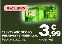 Oferta de De oro - 12 Uvas Año De Oro Peladas Y Sin Semilla por 3,99€ en Supercor