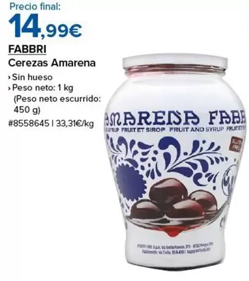 Oferta de Cerezas Amarena por 14,99€ en Costco