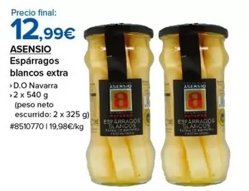 Oferta de Asensio - Esparragos Blancos Extra por 12,99€ en Costco