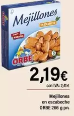 Oferta de Orbe - Mejillones En Escabeche por 2,19€ en Cash Ifa