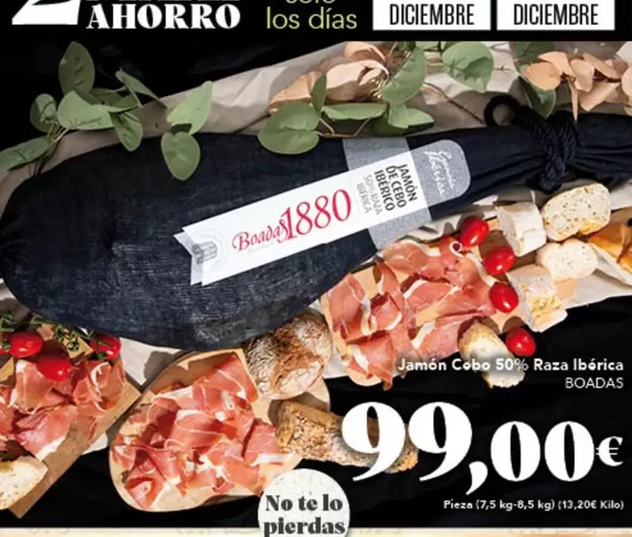 Oferta de Boadas - Jamón Cobo 50% Raza Ibérica por 99€ en Gadis