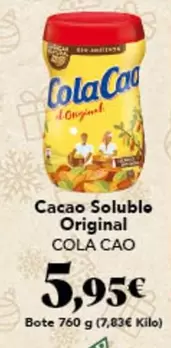 Oferta de Cola Cao - Cacao Soluble Original por 5,95€ en Gadis