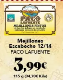 Oferta de Lafuente - Mejillones Escabeche por 3,99€ en Gadis