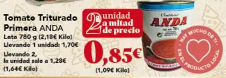 Oferta de Tomate Triturado por 1,7€ en Gadis