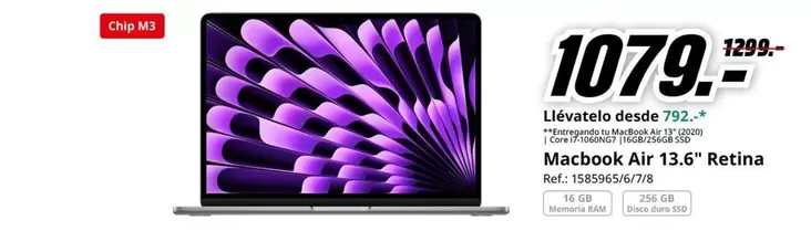 Oferta de Ram - Macbook Air 13.6" Retina por 1079€ en MediaMarkt