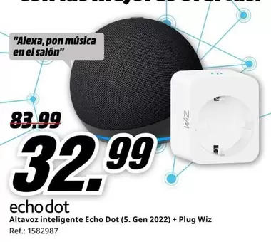 Oferta de Echo Dot por 32,99€ en MediaMarkt