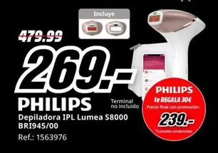 Oferta de Philips - Depiladora Ipl Lumea S8000 Br1945/00 por 269€ en MediaMarkt