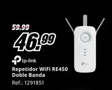 Oferta de TP-LINK - Repetidor Wifi Re450 Doble Banda por 46,99€ en MediaMarkt