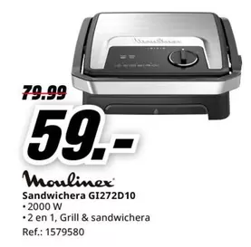 Oferta de Moulinex - Sandwichera G1272D10 por 59€ en MediaMarkt