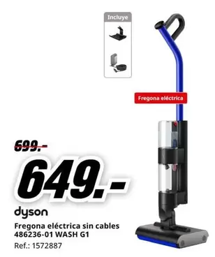 Oferta de Dyson - Fregona Electrica Sin Cables 486236-01 Wash G 1 por 649€ en MediaMarkt